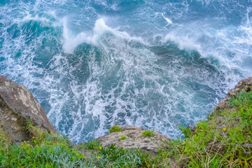 Powerful Ocean Waves Crashing on Rocky Coast