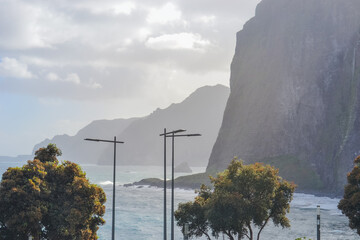 Madeira, Portugal, 12.12.2025: North Coast Cliffs and Atlantic Ocean View