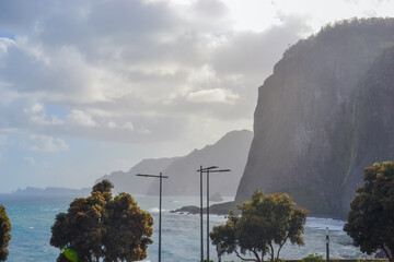 Madeira, Portugal, 12.12.2025: North Coast Cliffs and Atlantic Ocean View