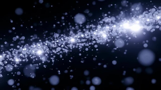 Glowing photon orbs move through darkness with brief bright flashes appearing and disappearing.