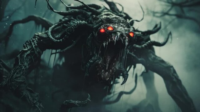 Video A mysterious creature lurking in the shadows of a dark forest