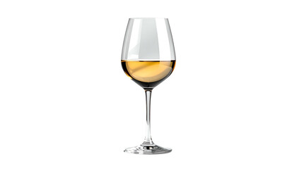Elegant crystal wine glass with golden liquid against a black background