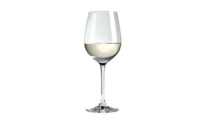 Elegant white wine in a stemmed glass against a black background