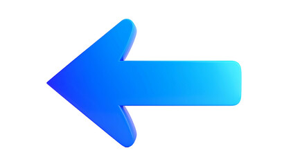 A glossy, blue arrow pointing to the left on a black background