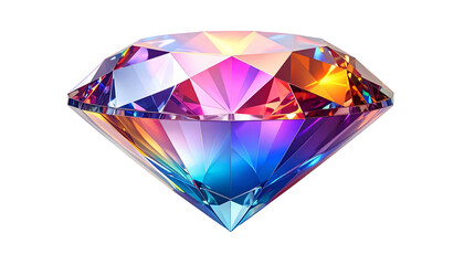 Vivid, multi-faceted gem with vibrant light refraction, resting on a black background