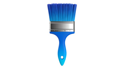 A blue paintbrush with ombre bristles on a black background