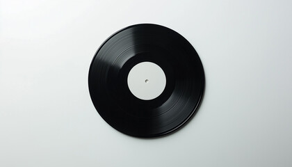 Obraz premium Blank vinyl record cover mockup with black disc on a clean white background.