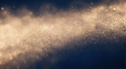 Abstract golden glowing particles shimmering in a mystical light stream effect
