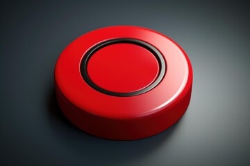 Round red push button for initiating a critical action