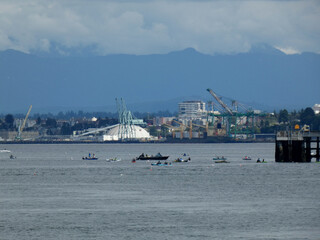 Fishing on Possession Sound with a view of Everett, Washington