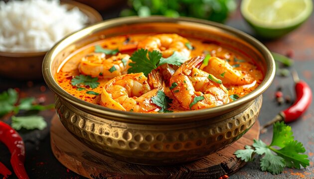 Chingri Malai Curry. Traditional Indian Food