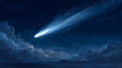 A glowing comet streaking across a dark sky, representing a hopeful celestial outlook.