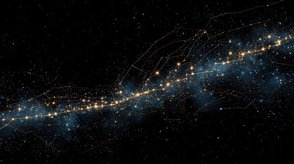 A glowing timeline stretched across the stars, symbolizing long-term dreams and aspirations.