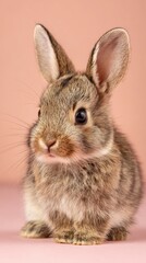 Fototapeta premium cute baby bunny stock hero image, simple pastel background, copy space