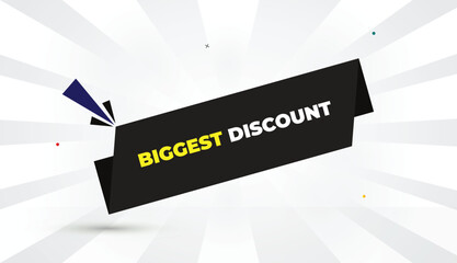 Biggest Discount Editable EPS Format Web Banner Vector Art Illustration Template Design Black Gray Shapes Yellow Bold Font White Gray Gradient Abstract Illustration Sunshine Business Background 4K Hig