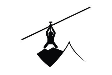 zip line icon vector silhouette © Ajit Graphics