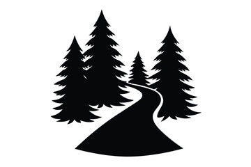 Obraz premium forest trail icon vector silhouette