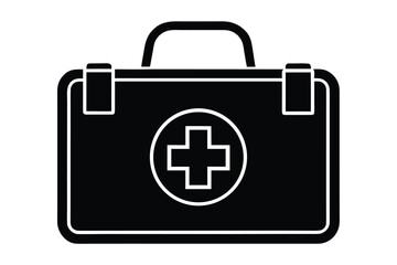Obraz premium first aid kit icon silhouette vector