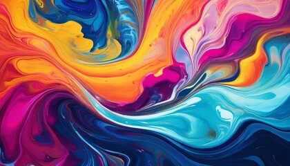 liquid acrylic texture with smooth overflowing shapes made by inks mixing contemporary fluid art background with colorful swirls whirlpools and waves fluent backdrop with color mixing effect