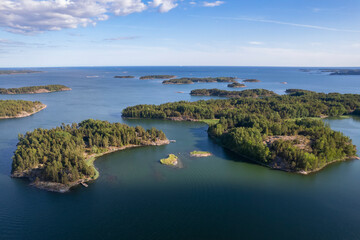 Fototapeta premium An aerial view to landscape in Finnish archipelago in the Baltic sea