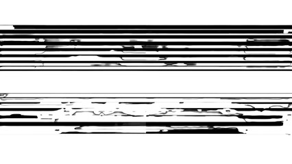 Distorted Horizontal Black Lines with Grunge Texture on Isolated White Background