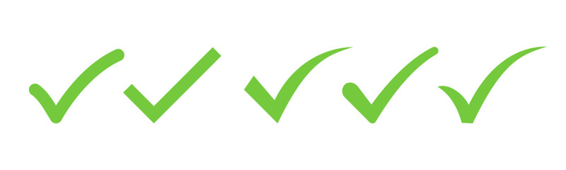 Green check mark icons, correct or approved badge icon vector illustration
