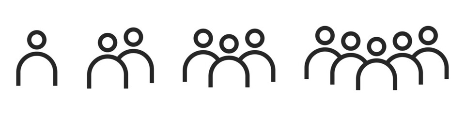 People icon set, person or team symbol isolated in transparent background vector illustration