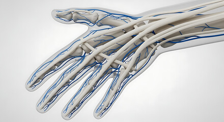 Human hand skeleton anatomy isolated on white background