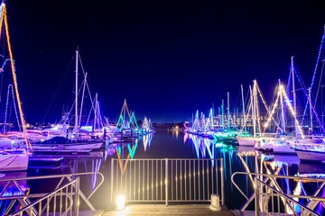 蒲郡市、ラグナマリーナのヨットイルミネーション