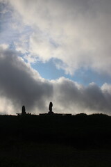 『熊本県阿蘇市&rdquo;大観峰&rdquo;阿蘇の自然と雲』　大観峰展望台からの眺望　山と街並み