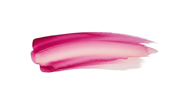 hyper-detailed, abstract horizontal stroke of wet pink and magenta watercolor paint, organic texture and bleeding edges, isolated on transparent background with copy space. Concept for artistic visual