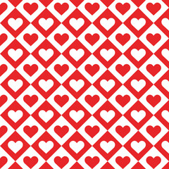 Vector Valentine's Background With Heart On Checkered Background