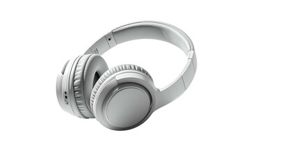 Over-ear, white headphones, angled slightly, with a black background