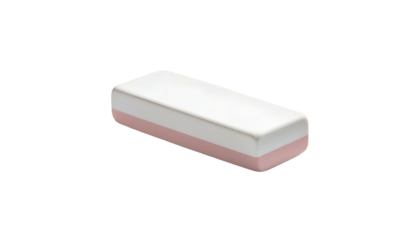 Rectangular white and pink stationery item against a black background