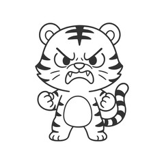 Cute cartoon tiger cub head vector illustration isolated on white background