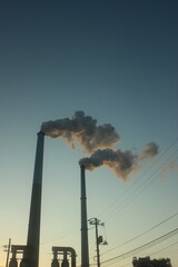  『周南コンビナート』えんとつの煙とHIKARI! 地球環境 SDGs  工場汚染 山口県観光