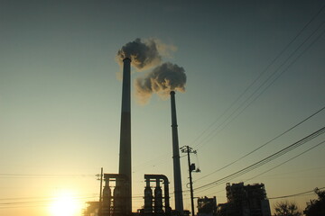  『周南コンビナート』えんとつの煙とHIKARI! 地球環境 SDGs  工場汚染 山口県観光