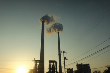  『周南コンビナート』えんとつの煙とHIKARI! 地球環境 SDGs  工場汚染 山口県観光