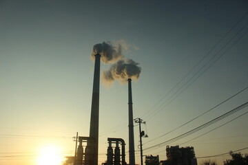  『周南コンビナート』えんとつの煙とHIKARI! 地球環境 SDGs  工場汚染 山口県観光