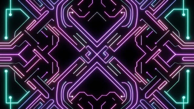 Celtic pattern lines animating like flowing neon circuits.