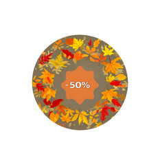 Round sign Autumn Sale - 50 percent.