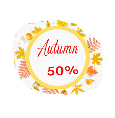 Round sign Autumn Sale - 50 percent.