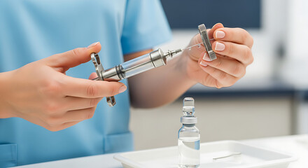 Healthcare professional preparing a vaccination dose