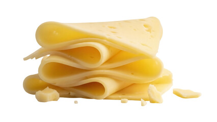 Obraz premium Swiss cheese slices isolated PNG on transparent background, delicious dairy product for sandwiches and cooking
