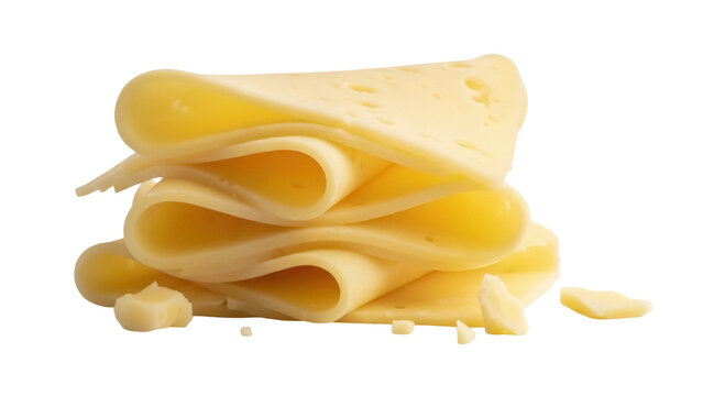 Swiss cheese slices isolated PNG on transparent background, delicious dairy product for sandwiches and cooking