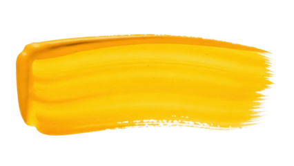 Vibrant yellow paint stroke PNG isolated on transparent background, artistic brushstroke element for graphic design and creative projects