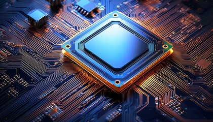 a microprocessor chip mounted on a printed circuit board