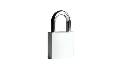 Fototapeta premium A pristine white padlock with a shiny metallic shackle against a stark black background