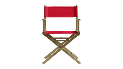 Red director s chair PNG isolated on transparent background, folding chair for film production and stage performance, no background © Nicolae