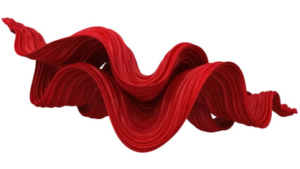 Dynamic red fabric flowing isolated PNG, elegant cloth wave on transparent background for fashion design and artistic compositions